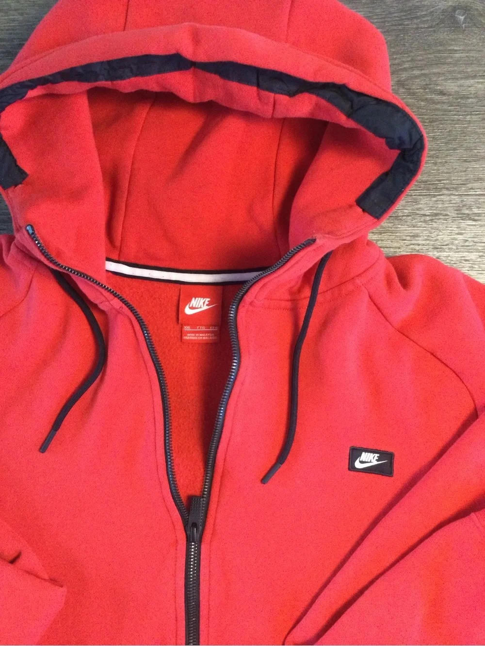 Nike Red Full-Zip Hoodie with Hood